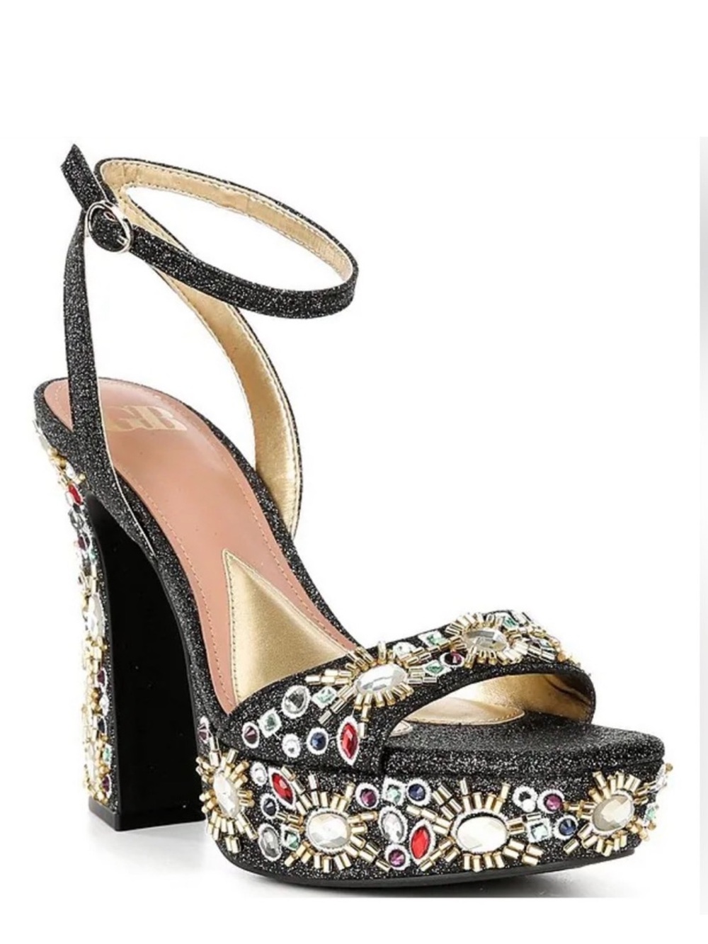 Gianni Bini Enchant-Ment Beaded Jewel Ornamented Platform Dress Sandals 6 NWOB